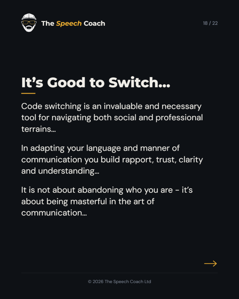 The Speech Coach: Code Switching: The Art of Adaptable Communication